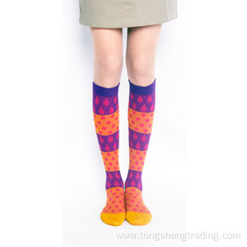 Knee high colorful drop shape spring girl's socks